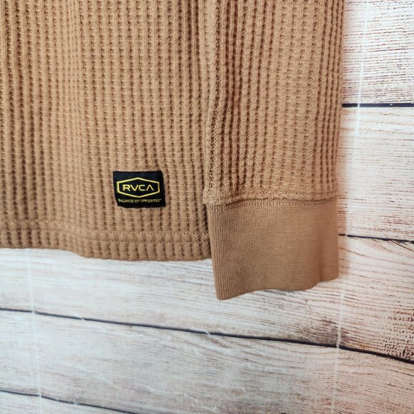 RVCA Day Shift Thermal Shirt Men’s Large Brown Waffle Knit Long Sleeve Size M - Picture 5 of 15